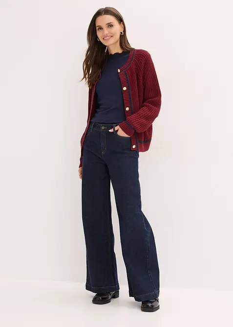 Langermet topp i ribbet materiale, bonprix