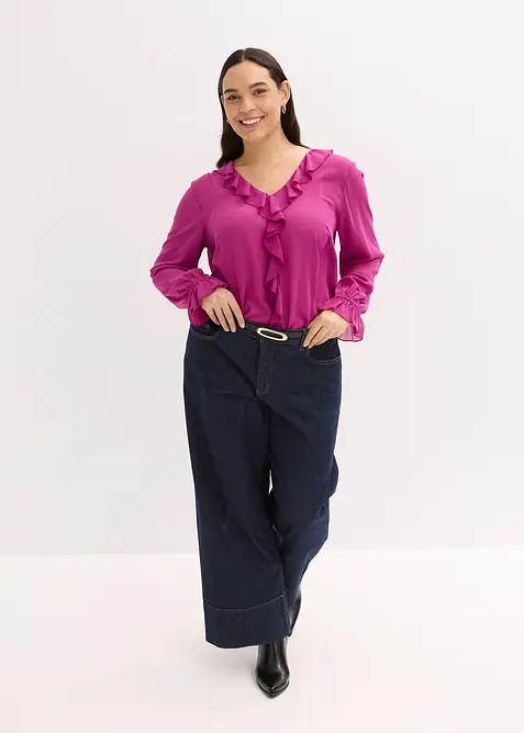 Bluse med volanger, bonprix