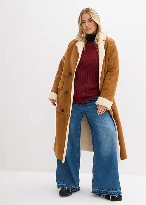 Oversized, ribbestrikket genser, bonprix