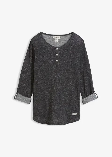 Langermet topp i bomullsmiks med knappestolpe, bonprix