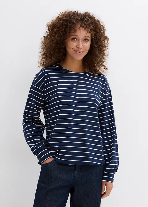 Langermet topp i ren &oslash;kologisk bomull, bonprix