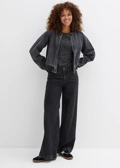 Langermet topp i &oslash;kologisk bomull med elastan (2-pack), bonprix