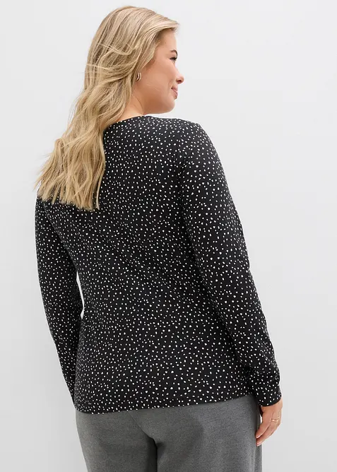 Langermet topp i &oslash;kologisk bomull med elastan (2-pack), bonprix