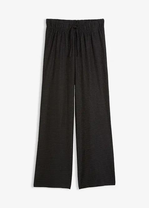 Stripete jerseybukse av bomullsmiks med snor i livet, bonprix