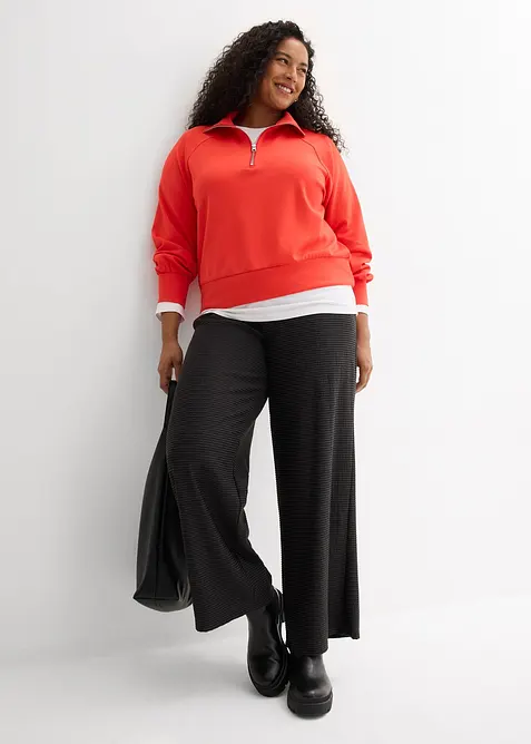 Stripete jerseybukse av bomullsmiks med snor i livet, bonprix