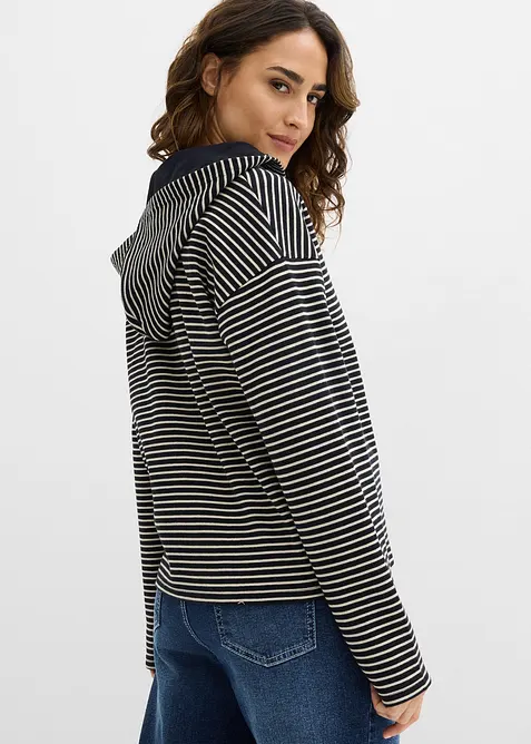 Sweatjakke i bomullsmiks med stripem&oslash;nster, bonprix