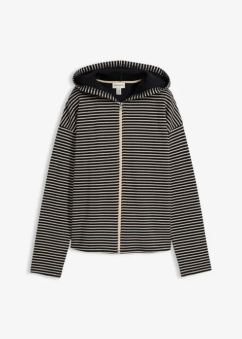 Sweatjakke i bomullsmiks med stripem&oslash;nster, bonprix