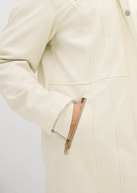 Lang softshelljakke med stretch, vannavvisende, bonprix