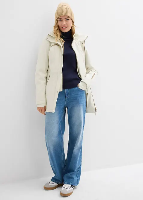 Lang softshelljakke med stretch, vannavvisende, bonprix