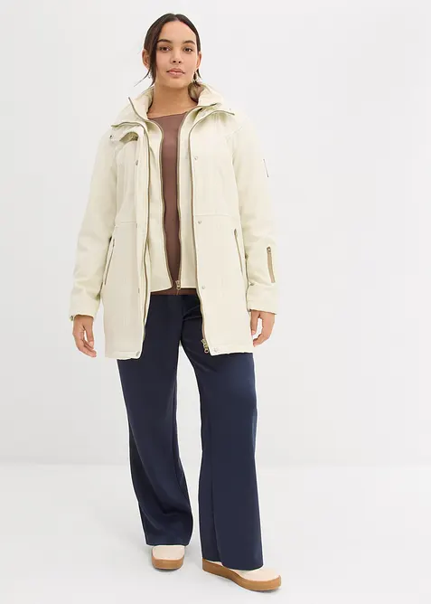 Lang softshelljakke med stretch, vannavvisende, bonprix