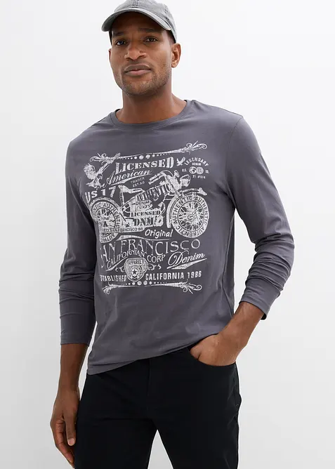 Langermet topp i &oslash;kologisk bomull, bonprix