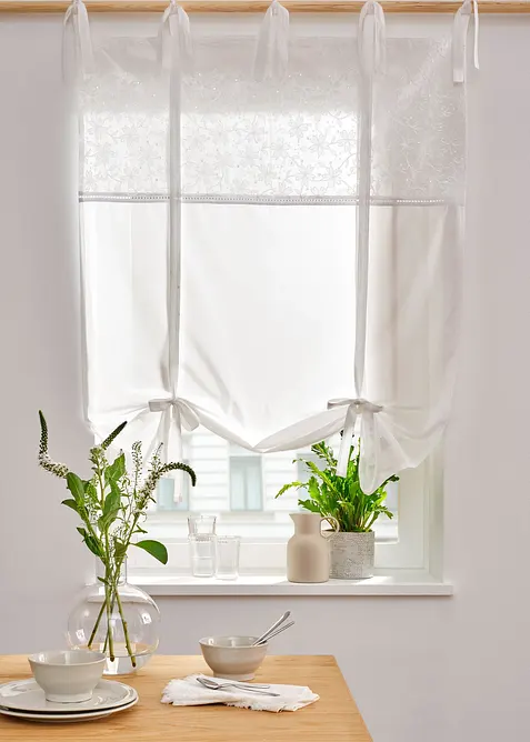 Roll-up gardin med broderi, bonprix