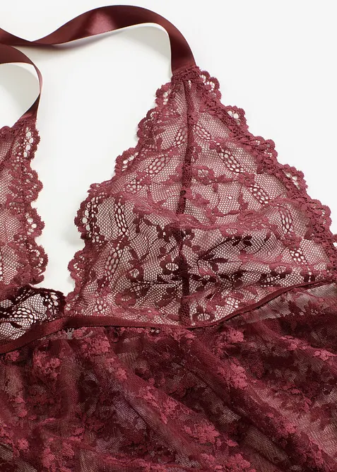 Babydoll nattkjole i halterneckmodell og blondemateriale, bonprix