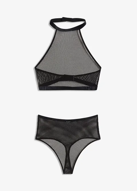 Halterneck-bralette + stringtruse med høy midje (2-delt sett), bonprix