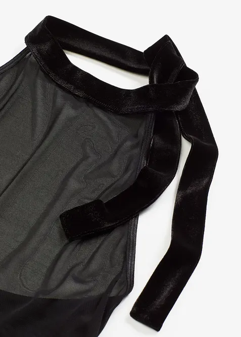 Halterneck-kjole med fløyel, bonprix