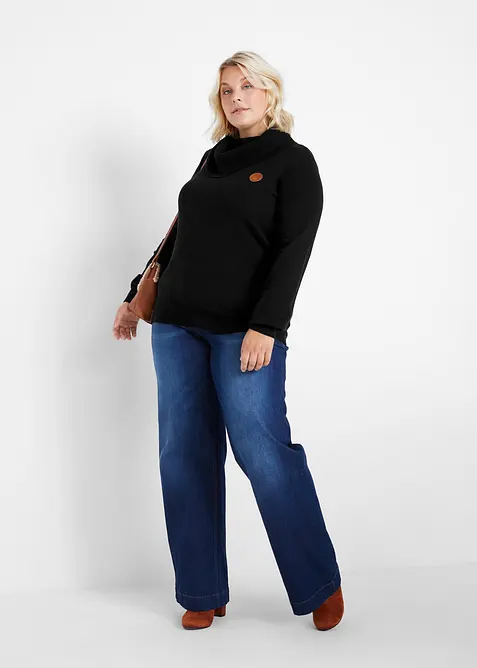 Finstrikket genser med vid, h&oslash;y hals, bonprix