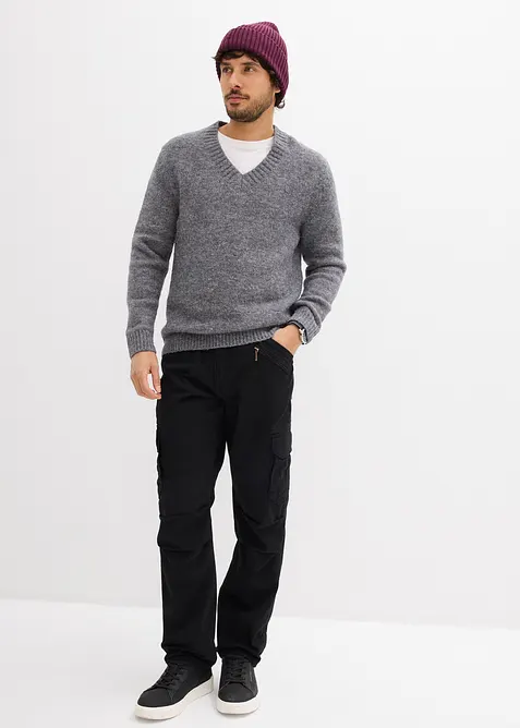 Relaxed Fit-cargobukse i 100% robust bomull, Straight, bonprix