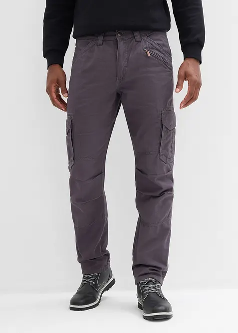 Relaxed Fit-cargobukse i 100% robust bomull, Straight, bonprix
