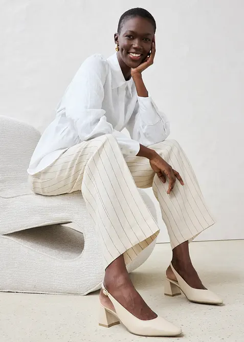 Slingback-pumps i skinn, bonprix