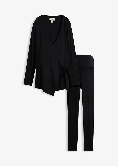 Sett med mamma-omslagstopp og behagelig leggings (2-delt sett), bonprix