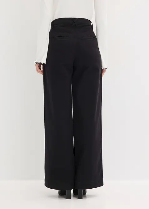 Wide Leg-bukse med legg og komfortlinning, bonprix
