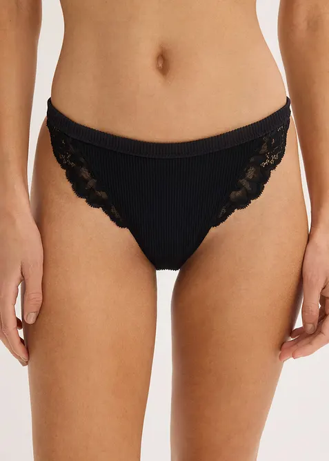 Tanga stringtruse med ribb, bonprix