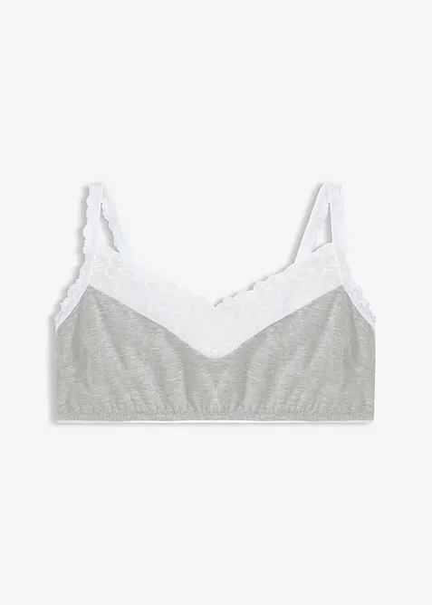 Bralette uten spiler med bomull og blonder, bonprix