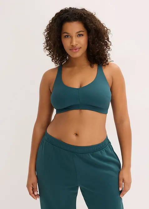 Trenings-BH i ribbet materiale med lett st&oslash;tte, bonprix