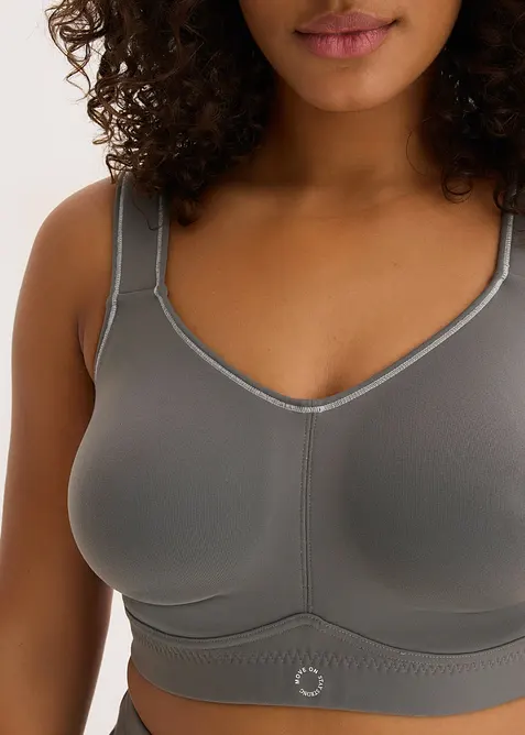 Trenings-BH med middels hold og bomullsaktig materiale med hold, bonprix