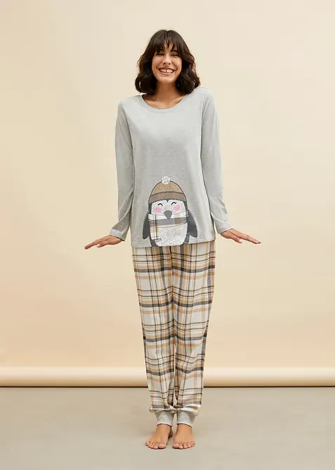 Pyjamas med flanellbukse, bonprix