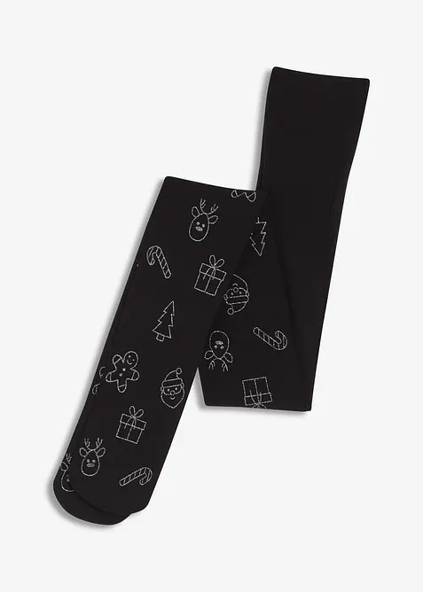 Strømpebukse med glitterprint i jule-look, bonprix