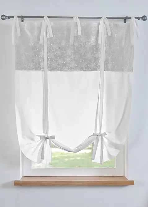 Roll-up gardin med broderi, bonprix