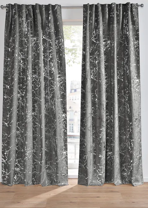 M&oslash;rkleggingsgardin med fl&oslash;yelsaktig overflate og glans (1-pack), bonprix