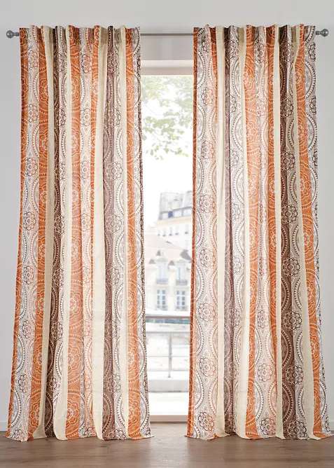 Gardin med striper med resirkulert polyester (1-pack), bonprix