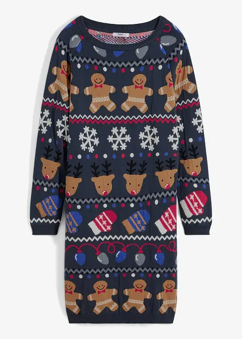 Kort strikket julekjole med pepperkaker, bonprix