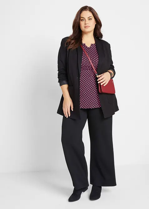 Langermet, prikket bomullstopp med splitter i siden, bonprix