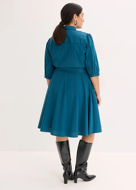 Skjortekjole med blonder og knytebelte, bonprix