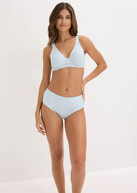 Truse med h&oslash;y midje og delikate blonder (2-pack), bonprix