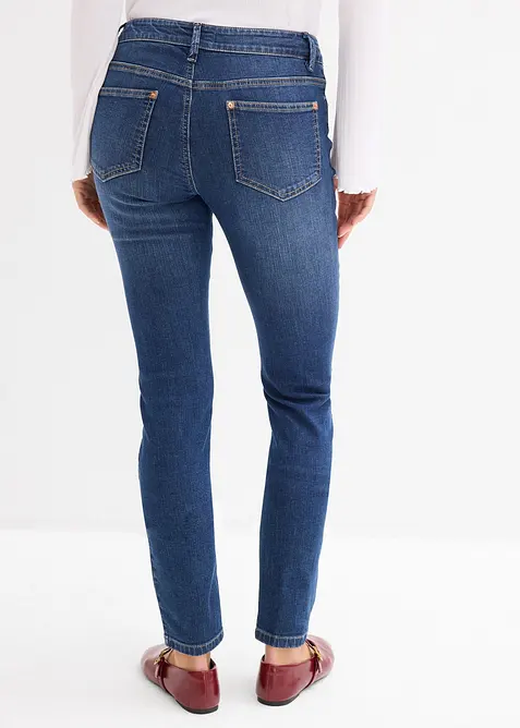 Skinny jeans Mid Waist, i &oslash;kologisk bomull, bonprix