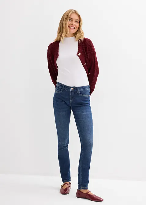 Skinny jeans Mid Waist, i &oslash;kologisk bomull, bonprix