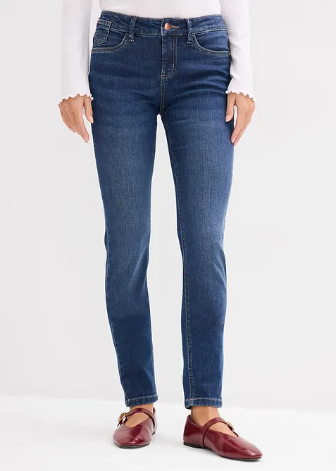 Skinny jeans Mid Waist, i &oslash;kologisk bomull, bonprix