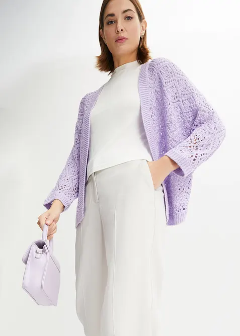 Cardigan med hullm&oslash;nster, bonprix