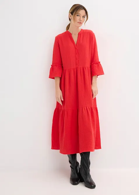 Maxikjole i myk musselin, bonprix