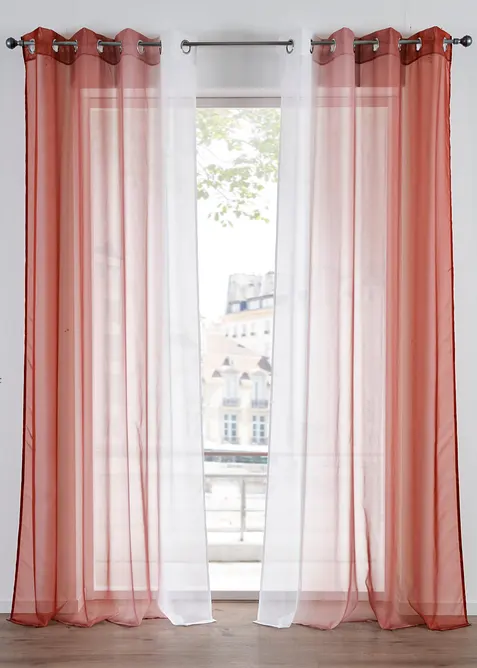 Gardiner i lett voile, f&aring;s ogs&aring; i ekstra lang (2-pack), bonprix