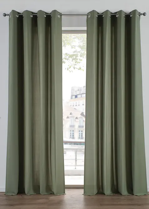 Lettstelt gardin med resirkulert polyester (2-pack), bonprix