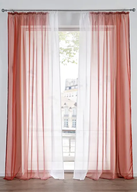 Gardin i lett voile, f&aring;s ogs&aring; i ekstra lang (2-pack), bonprix