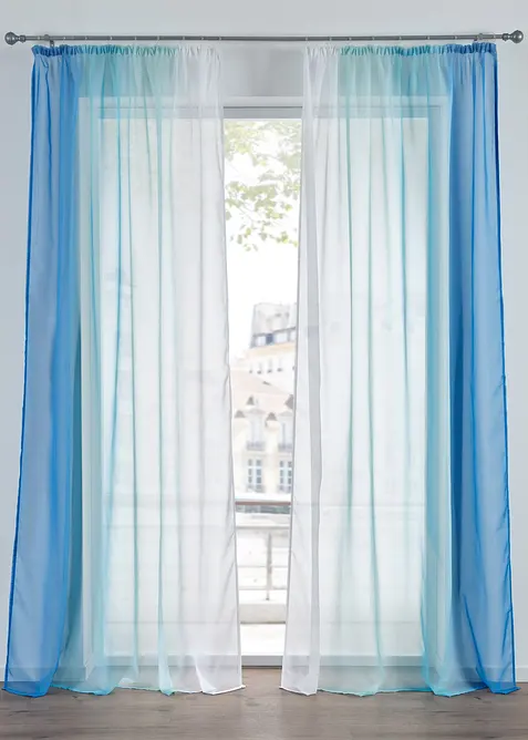 Gardin i lett voile, f&aring;s ogs&aring; i ekstra lang (2-pack), bonprix