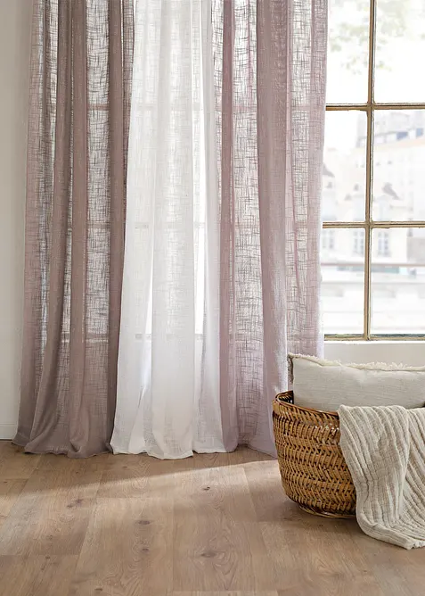 Gardiner i strukturmateriale (2-pack), bonprix