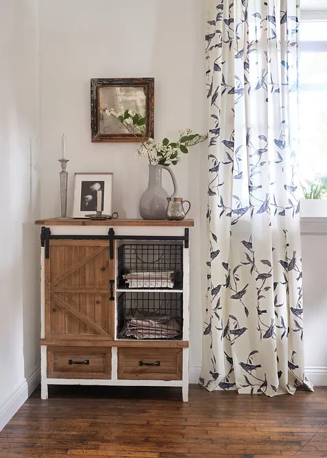 Gardin med fugletrykk (1-pack), bonprix