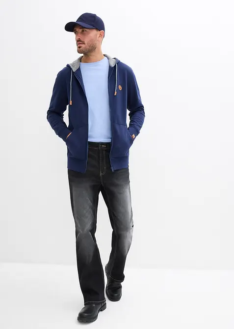 Sweatjakke med hette i 100% &oslash;kologisk bomull, bonprix